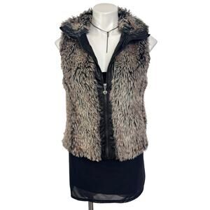 Dollhouse Shaggy Faux Fur and Leather Vest Medium Mob Wife